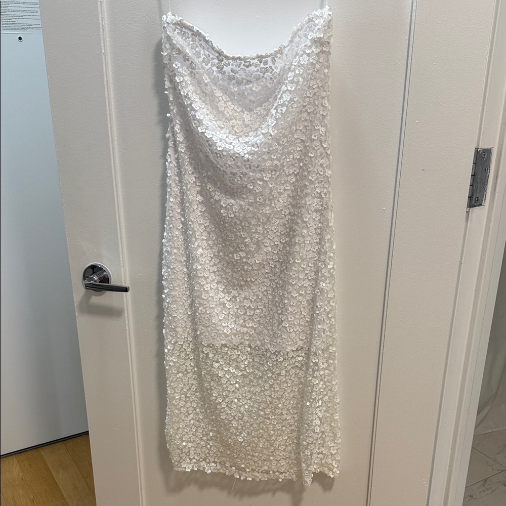 12th Tribe White Sequin Midi Dress
